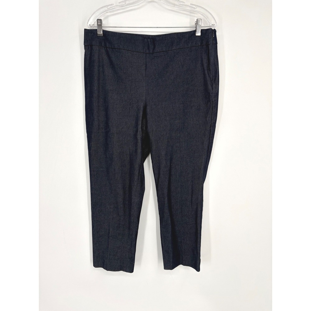 Talbots Ankle Pants Women 12P Blue Chatham Stretch Dark Wash Slim Side Zip